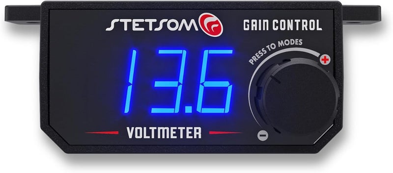 Stetsom 4in1 - Universal Bass Knob with Voltmeter, Gain Control + On/Off Switch + High to RCA Input Converter, Blue LED Display, One Touch On/Off Display, Continuous Touch On/Off Amplifier - Image 1